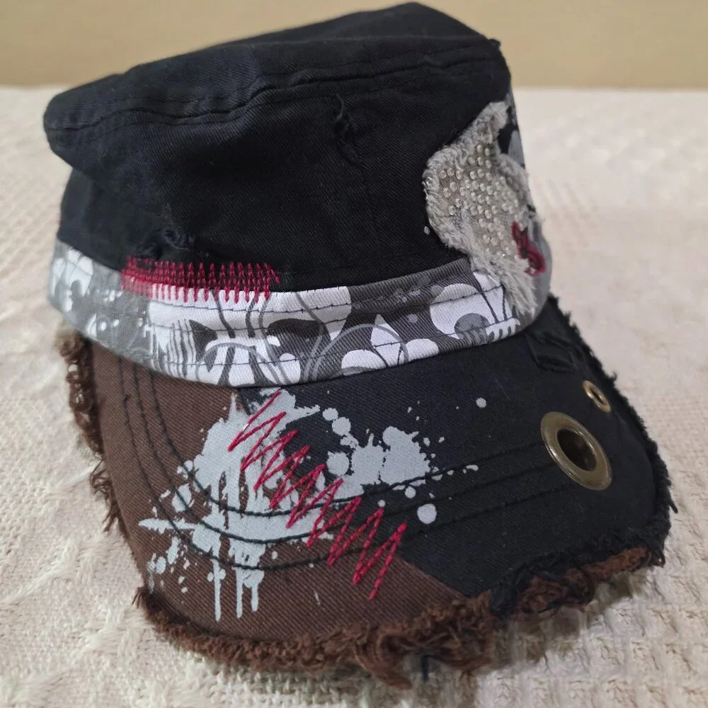 Womens Black New Orleans Rhinestone Flat Top Cute Baseball Ball Cap Hat